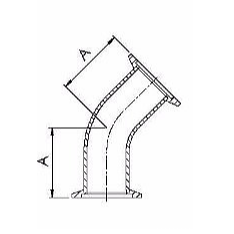 KF 45 Degree Elbows with Tangents Dimensions