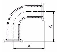 KF 90 Degree Elbows with Tangents Dimensions