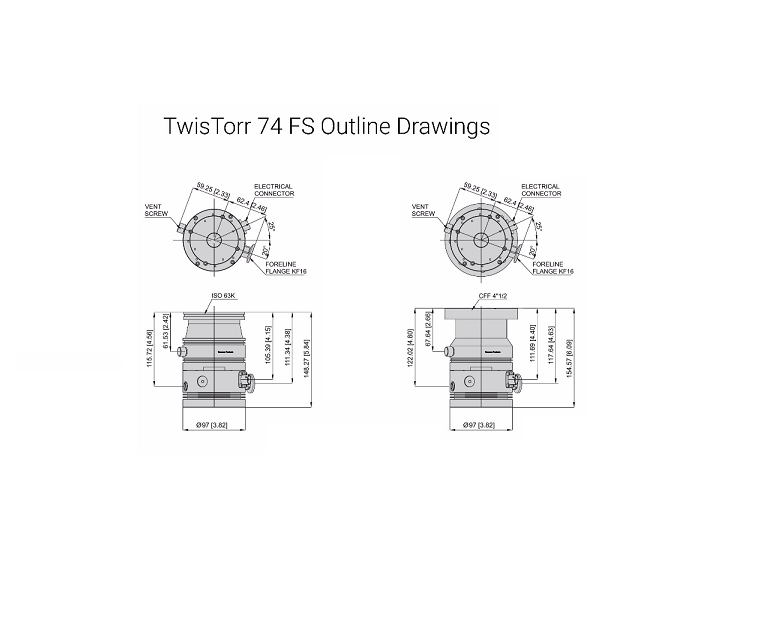 Agilent TwisTorr 74 FS Turbo Dimensions