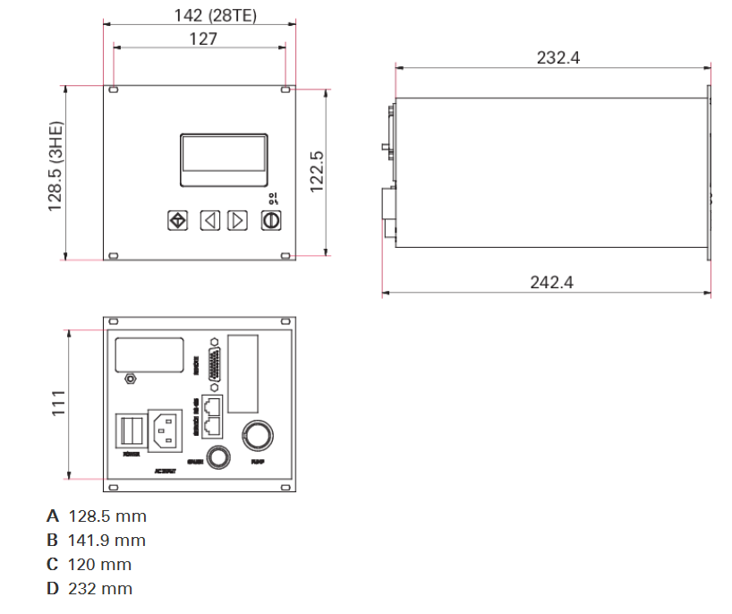 Pfeiffer TCP 350 Dimensions