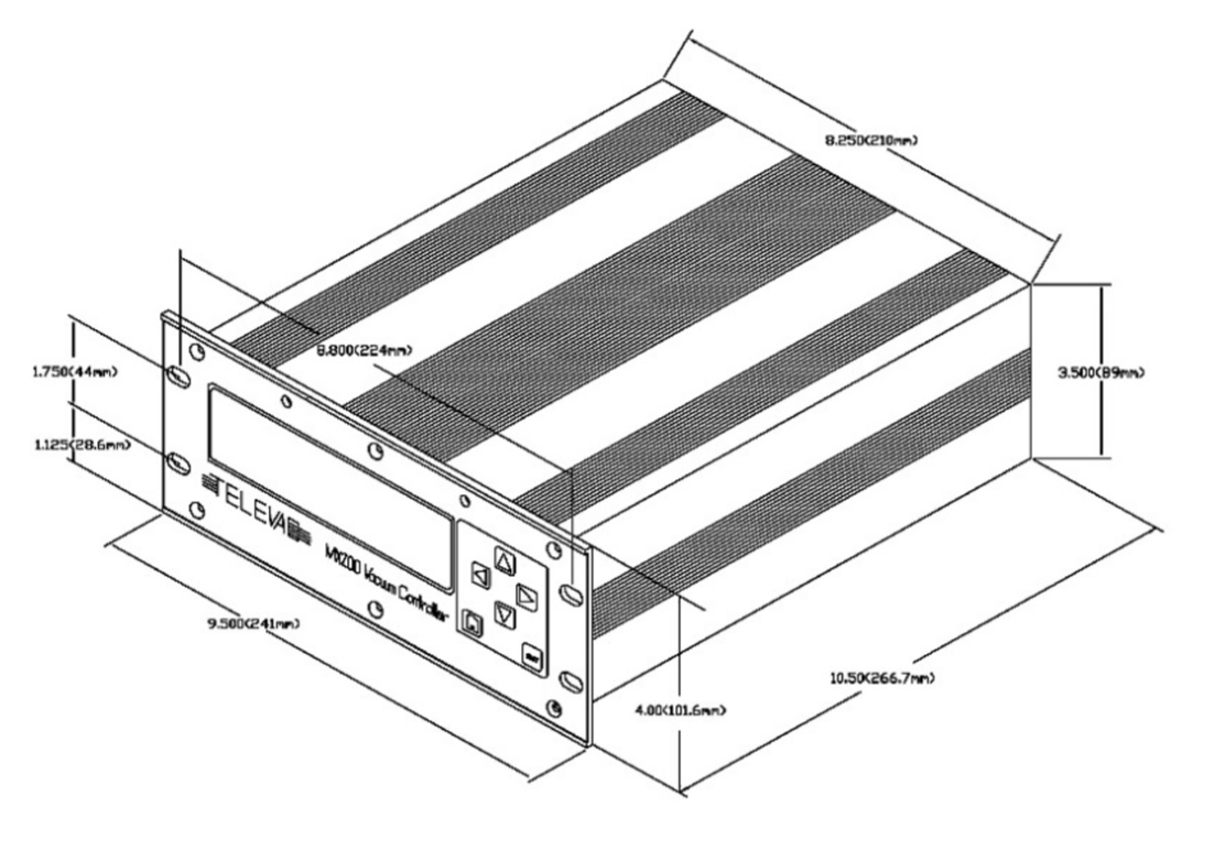 Televac MX200 Gauge Controller Dimensions