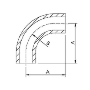 Weld 90 Degree Elbows With Tangents Dimension
