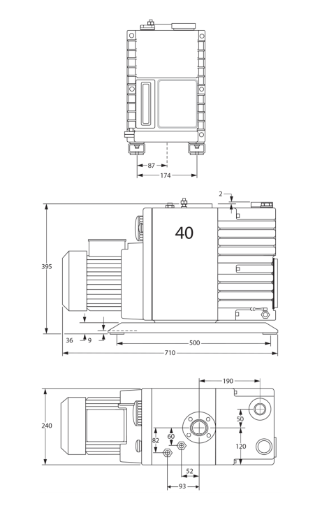 Edwards E2M40 Rotary Vane Pump Dimensions
