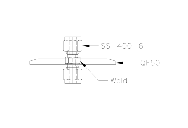 Custom KF50 to 1-4 Swagelok Bulkhead Adapter