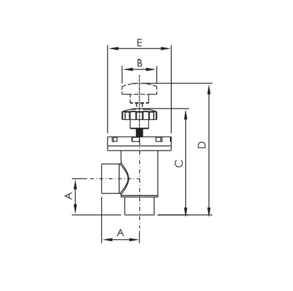 Tube Manual Angle Poppet Valve Dimensions