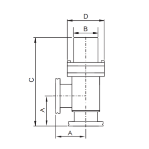 Pneumatic Angle Valve ISO-LF Dimensions