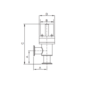 Pneumatic Angle Valve KF Dimensions