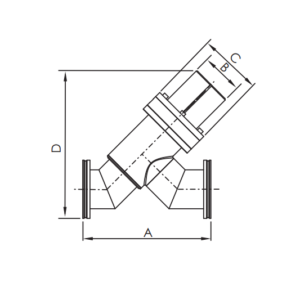 Pneumatic ISO-LF Inline Valve Dimensions